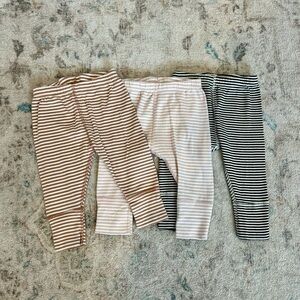 Hanna Andersson Striped leggings trio - tan, light pink, black